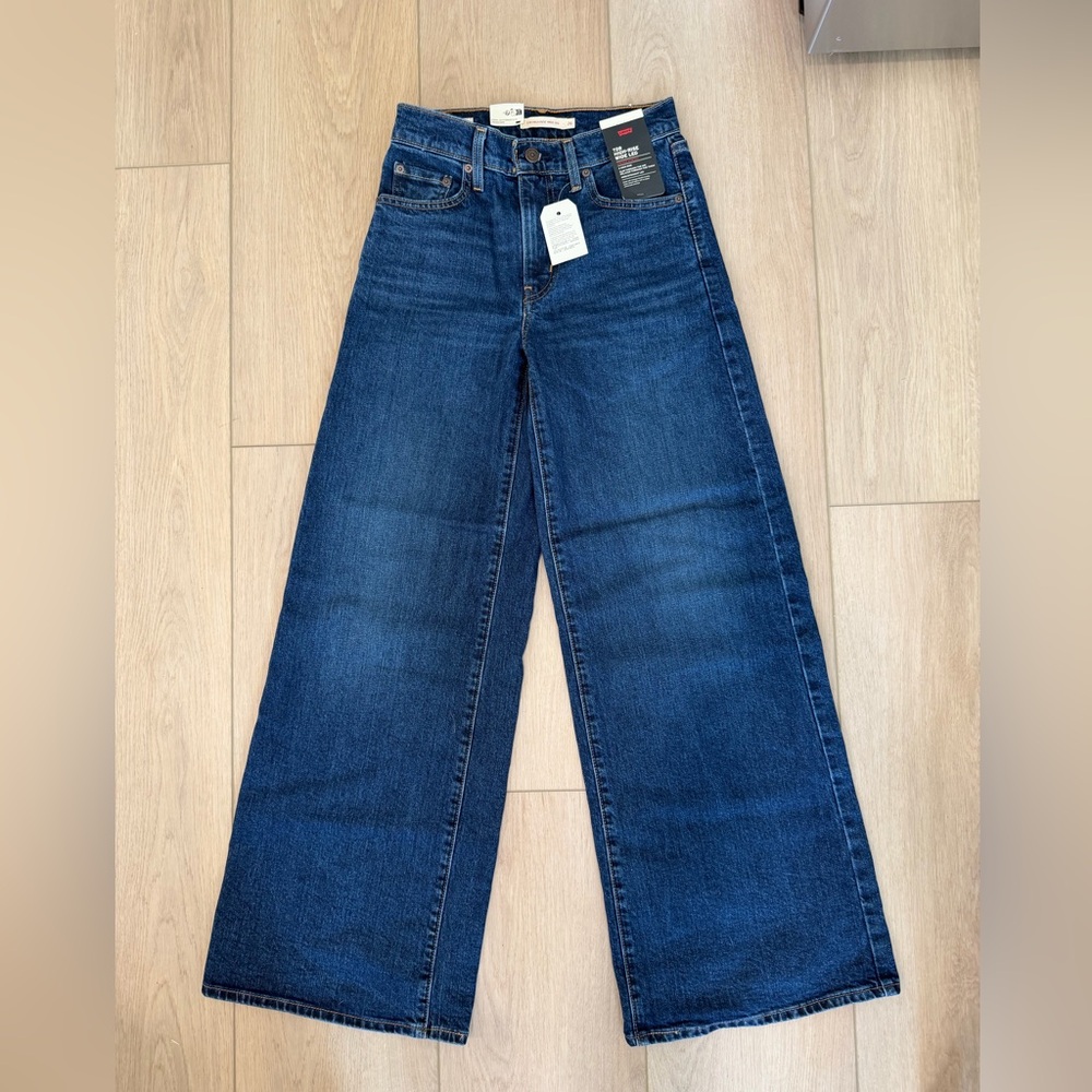 Levi's Dark Blue Wide Leg Jeans - High Rise Flare